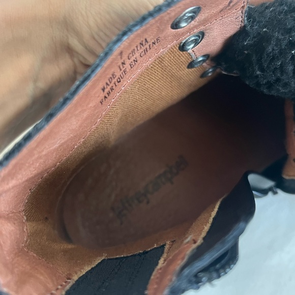 ✨SALE✨JEFFREY CAMPBELL Stanley Lace Up Hiker Combat Boot Black SIZE 7 Shearling - Picture 14 of 16